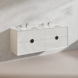 1500mm Kingo Wall Hung Plywood Vanity Matt White/Black Linear Surface Finish Single/Double Bowls Cabinet ONLY for Bathroom