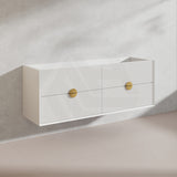 1500mm Kingo Wall Hung Plywood Vanity Matt White/Black Linear Surface Finish Single/Double Bowls Cabinet ONLY for Bathroom