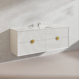 1500mm Kingo Wall Hung Plywood Vanity Matt White/Black Linear Surface Finish Single/Double Bowls Cabinet ONLY for Bathroom