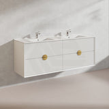 1500mm Kingo Wall Hung Plywood Vanity Matt White/Black Linear Surface Finish Single/Double Bowls Cabinet ONLY for Bathroom