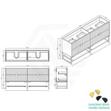 600-1500Mm Kingo Freestanding Plywood Vanity White Linear Surface Single/Double Bowls Cabinet Only