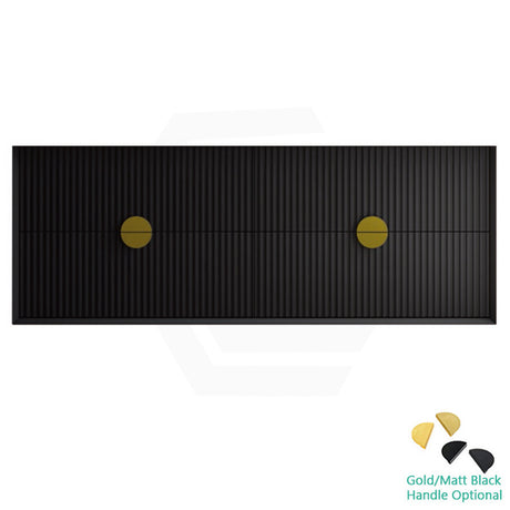 600-1800mm Kingo Wall Hung Plywood Vanity Matt Black Linear Surface Single/Double Bowls Cabinet ONLY for Bathroom