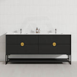 600-1800mm Kingo Freestanding Plywood Vanity Matt Black Linear Surface Single/Double Bowls Cabinet ONLY for Bathroom