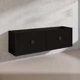 1800mm Kingo Wall Hung Plywood Vanity Matt White/Black Linear Surface Finish Double Bowls Cabinet ONLY for Bathroom