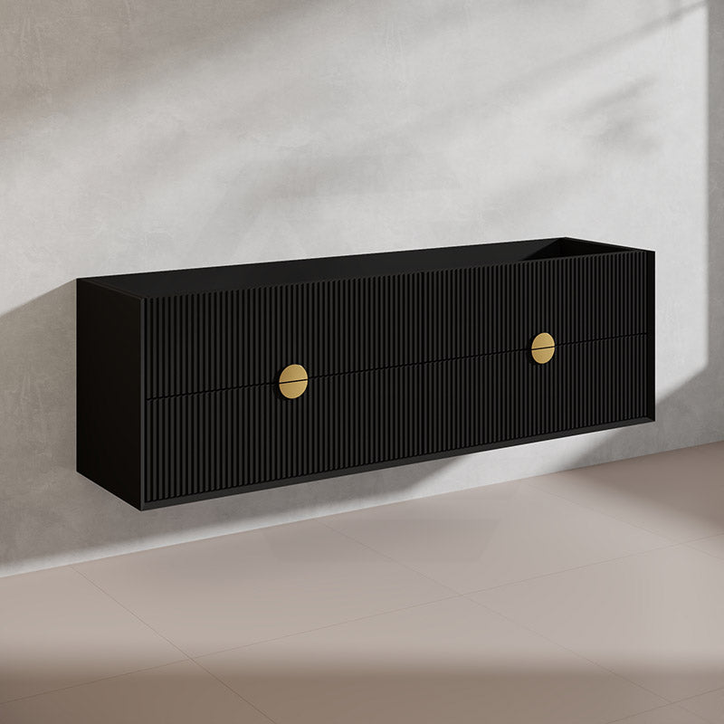 1800mm Kingo Wall Hung Plywood Vanity Matt White/Black Linear Surface Finish Double Bowls Cabinet ONLY for Bathroom