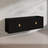 1800mm Kingo Wall Hung Plywood Vanity Matt White/Black Linear Surface Finish Double Bowls Cabinet ONLY for Bathroom