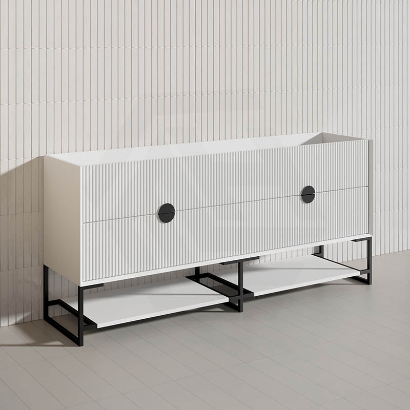 1800mm Kingo Freestanding Plywood Vanity Linear Surface Cabinet ONLY for Bathroom Matt White/Black