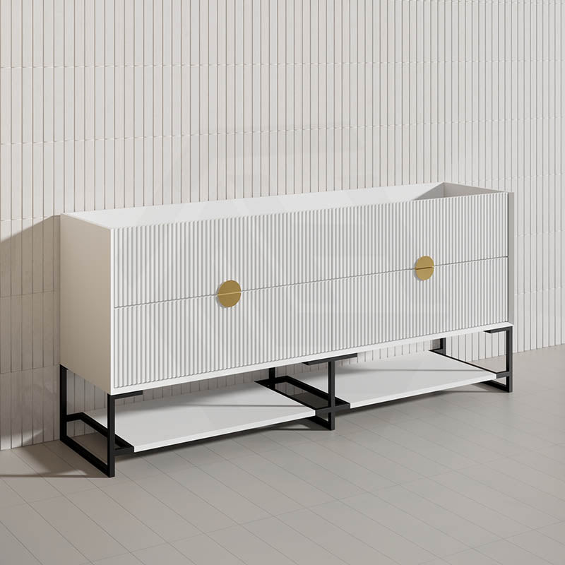 1800mm Kingo Freestanding Plywood Vanity Linear Surface Cabinet ONLY for Bathroom Matt White/Black