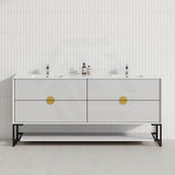 600-1500Mm Kingo Freestanding Plywood Vanity White Linear Surface Single/Double Bowls Cabinet Only