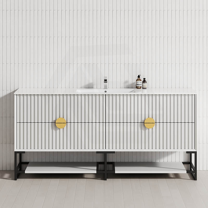 600-1800mm Kingo Freestanding Plywood Vanity White Linear Surface Single/Double Bowls Cabinet ONLY for Bathroom