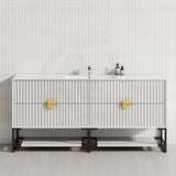 600-1800mm Kingo Freestanding Plywood Vanity White Linear Surface Single/Double Bowls Cabinet ONLY for Bathroom