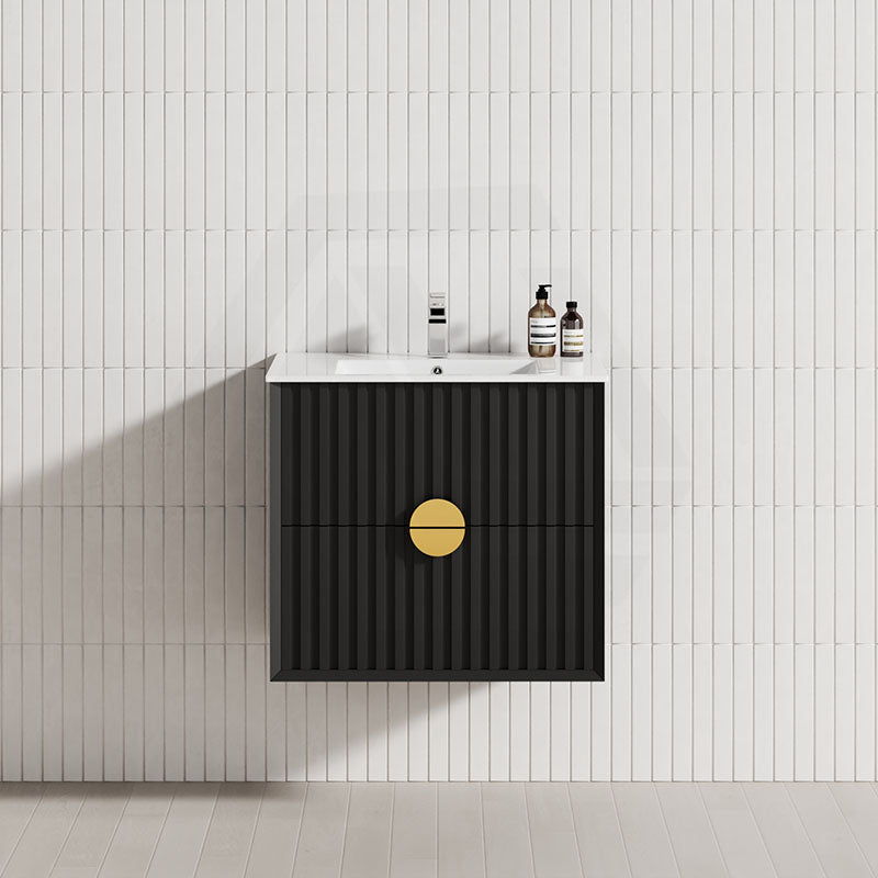 600-1800mm Kingo Wall Hung Plywood Vanity Matt Black Linear Surface Single/Double Bowls Cabinet ONLY for Bathroom