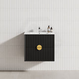 600-1800mm Kingo Wall Hung Plywood Vanity Matt Black Linear Surface Single/Double Bowls Cabinet ONLY for Bathroom
