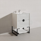 600mm Kingo Freestanding Plywood Vanity Linear Surface Single Bowl Cabinet ONLY for Bathroom Matt White/Black Available