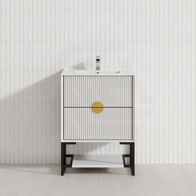 600-1500Mm Kingo Freestanding Plywood Vanity White Linear Surface Single/Double Bowls Cabinet Only