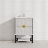 600-1500Mm Kingo Freestanding Plywood Vanity White Linear Surface Single/Double Bowls Cabinet Only