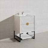 600mm Kingo Freestanding Plywood Vanity Linear Surface Single Bowl Cabinet ONLY for Bathroom Matt White/Black Available