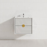 600-1800mm Kingo Wall Hung Plywood Vanity White Linear Surface Finish Single/Double Bowls Cabinet ONLY for Bathroom