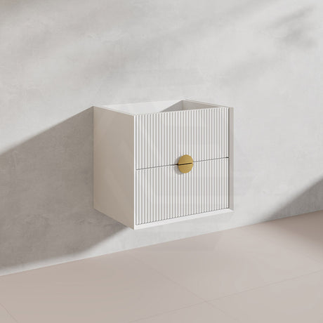 600mm Kingo Wall Hung Plywood Vanity Matt White/Black Linear Surface Finish Single Bowl Cabinet ONLY for Bathroom