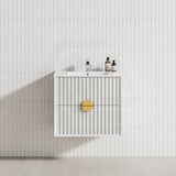 600-1800mm Kingo Wall Hung Plywood Vanity White Linear Surface Finish Single/Double Bowls Cabinet ONLY for Bathroom