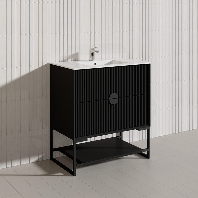 750mm Kingo Freestanding Plywood Vanity Linear Surface Single Bowl Cabinet ONLY for Bathroom Matt White/Black Available