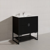 750mm Kingo Freestanding Plywood Vanity Linear Surface Single Bowl Cabinet ONLY for Bathroom Matt White/Black Available