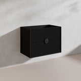750mm Kingo Wall Hung Plywood Vanity Matt White/Black Linear Surface Finish Single Bowl Cabinet ONLY for Bathroom
