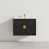 600-1800mm Kingo Wall Hung Plywood Vanity Matt Black Linear Surface Single/Double Bowls Cabinet ONLY for Bathroom