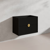 750mm Kingo Wall Hung Plywood Vanity Matt White/Black Linear Surface Finish Single Bowl Cabinet ONLY for Bathroom