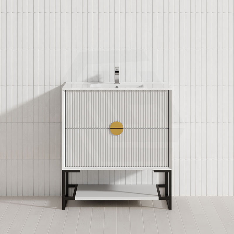 600-1500Mm Kingo Freestanding Plywood Vanity White Linear Surface Single/Double Bowls Cabinet Only