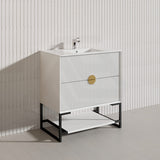 750mm Kingo Freestanding Plywood Vanity Linear Surface Single Bowl Cabinet ONLY for Bathroom Matt White/Black Available