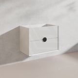750mm Kingo Wall Hung Plywood Vanity Matt White/Black Linear Surface Finish Single Bowl Cabinet ONLY for Bathroom