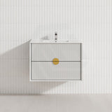 600-1800mm Kingo Wall Hung Plywood Vanity White Linear Surface Finish Single/Double Bowls Cabinet ONLY for Bathroom