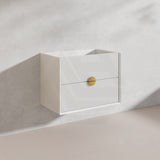 750mm Kingo Wall Hung Plywood Vanity Matt White/Black Linear Surface Finish Single Bowl Cabinet ONLY for Bathroom