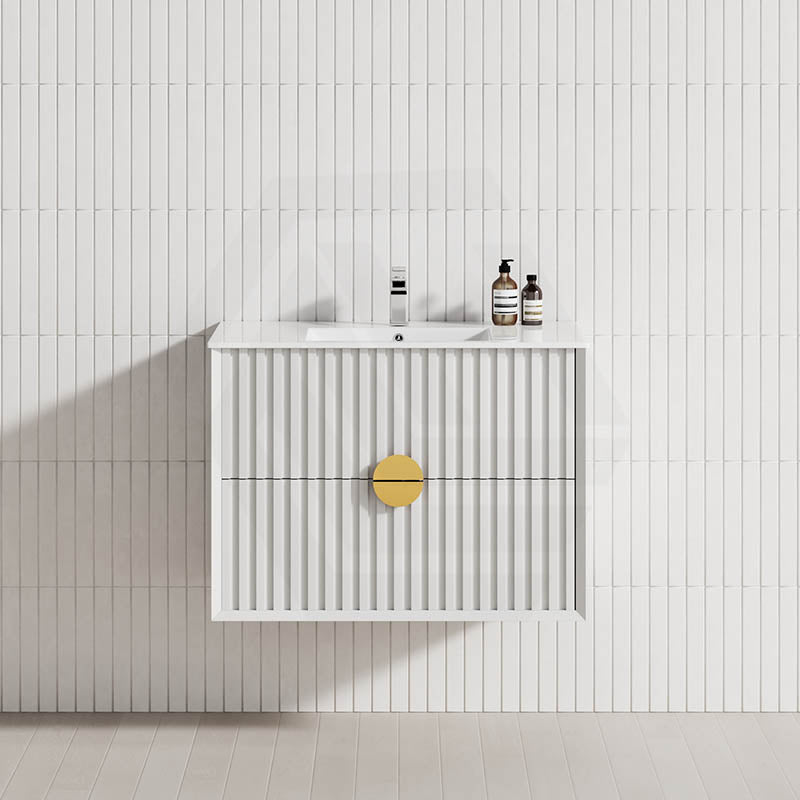 600-1800mm Kingo Wall Hung Plywood Vanity White Linear Surface Finish Single/Double Bowls Cabinet ONLY for Bathroom