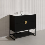 900mm Kingo Freestanding Plywood Vanity Linear Surface Single Bowl Cabinet ONLY for Bathroom Matt White/Black