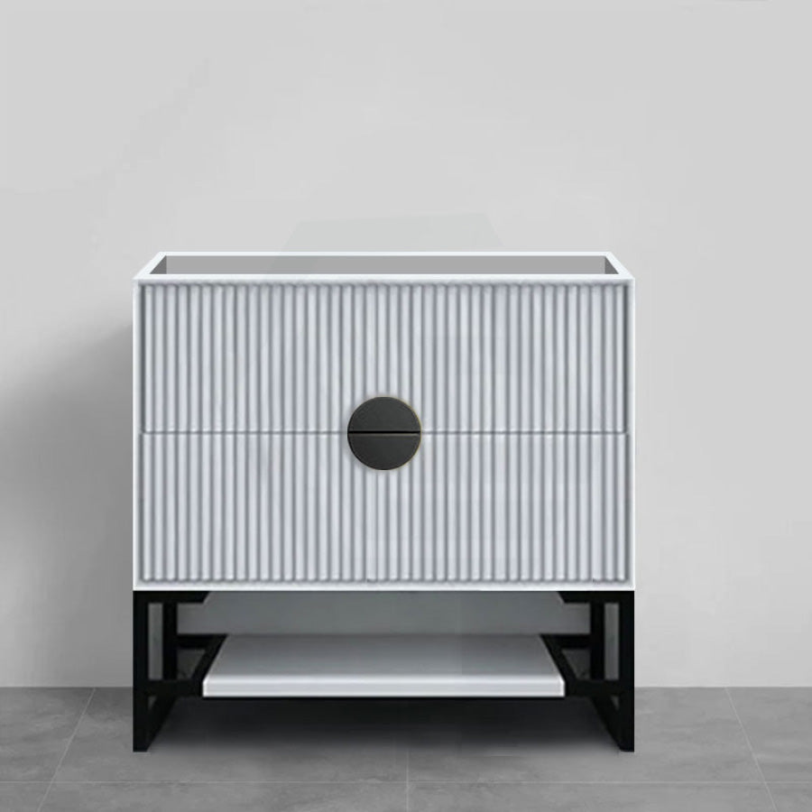 900mm Kingo Freestanding Plywood Vanity Linear Surface Single Bowl Cabinet ONLY for Bathroom Matt White/Black