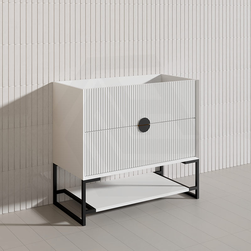 900mm Kingo Freestanding Plywood Vanity Linear Surface Single Bowl Cabinet ONLY for Bathroom Matt White/Black