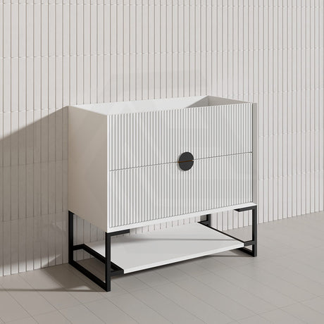 900mm Kingo Freestanding Plywood Vanity Linear Surface Single Bowl Cabinet ONLY for Bathroom Matt White/Black