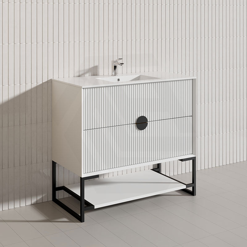 900mm Kingo Freestanding Plywood Vanity Linear Surface Single Bowl Cabinet ONLY for Bathroom Matt White/Black
