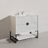 900mm Kingo Freestanding Plywood Vanity Linear Surface Single Bowl Cabinet ONLY for Bathroom Matt White/Black