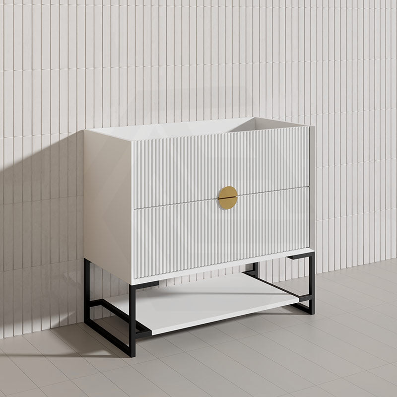 900mm Kingo Freestanding Plywood Vanity Linear Surface Single Bowl Cabinet ONLY for Bathroom Matt White/Black