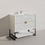 900mm Kingo Freestanding Plywood Vanity Linear Surface Single Bowl Cabinet ONLY for Bathroom Matt White/Black