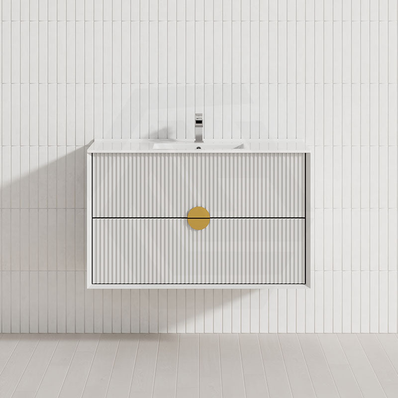 600-1800mm Kingo Wall Hung Plywood Vanity White Linear Surface Finish Single/Double Bowls Cabinet ONLY for Bathroom