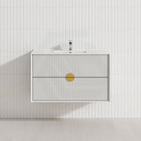600-1800mm Kingo Wall Hung Plywood Vanity White Linear Surface Finish Single/Double Bowls Cabinet ONLY for Bathroom