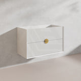 900mm Kingo Wall Hung Plywood Vanity Matt White/Black Linear Surface Finish Single Bowl Cabinet ONLY for Bathroom