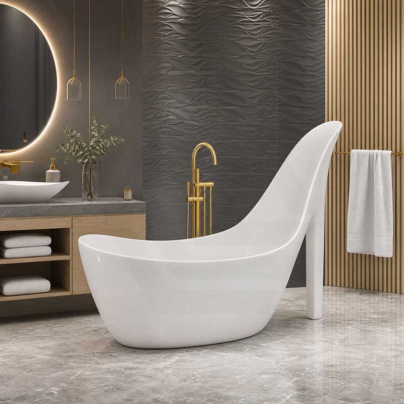 MILA High Heel Bathtub Freestanding Acrylic Bathtub NO Overflow 2000x800x1550mm - Gloss White