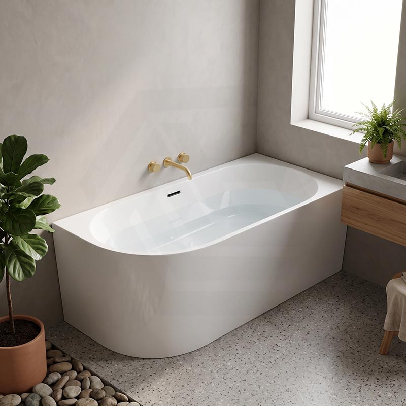 Nerida Acrylic Right Corner Bathtub with Overflow 1400/1500mm - Gloss White