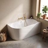 Nerida Acrylic Right Corner Bathtub with Overflow 1400/1500mm - Gloss White