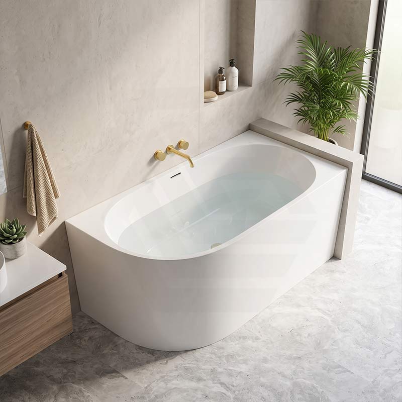 Nerida Acrylic Right Corner Bathtub with Overflow 1400/1500mm - Gloss White